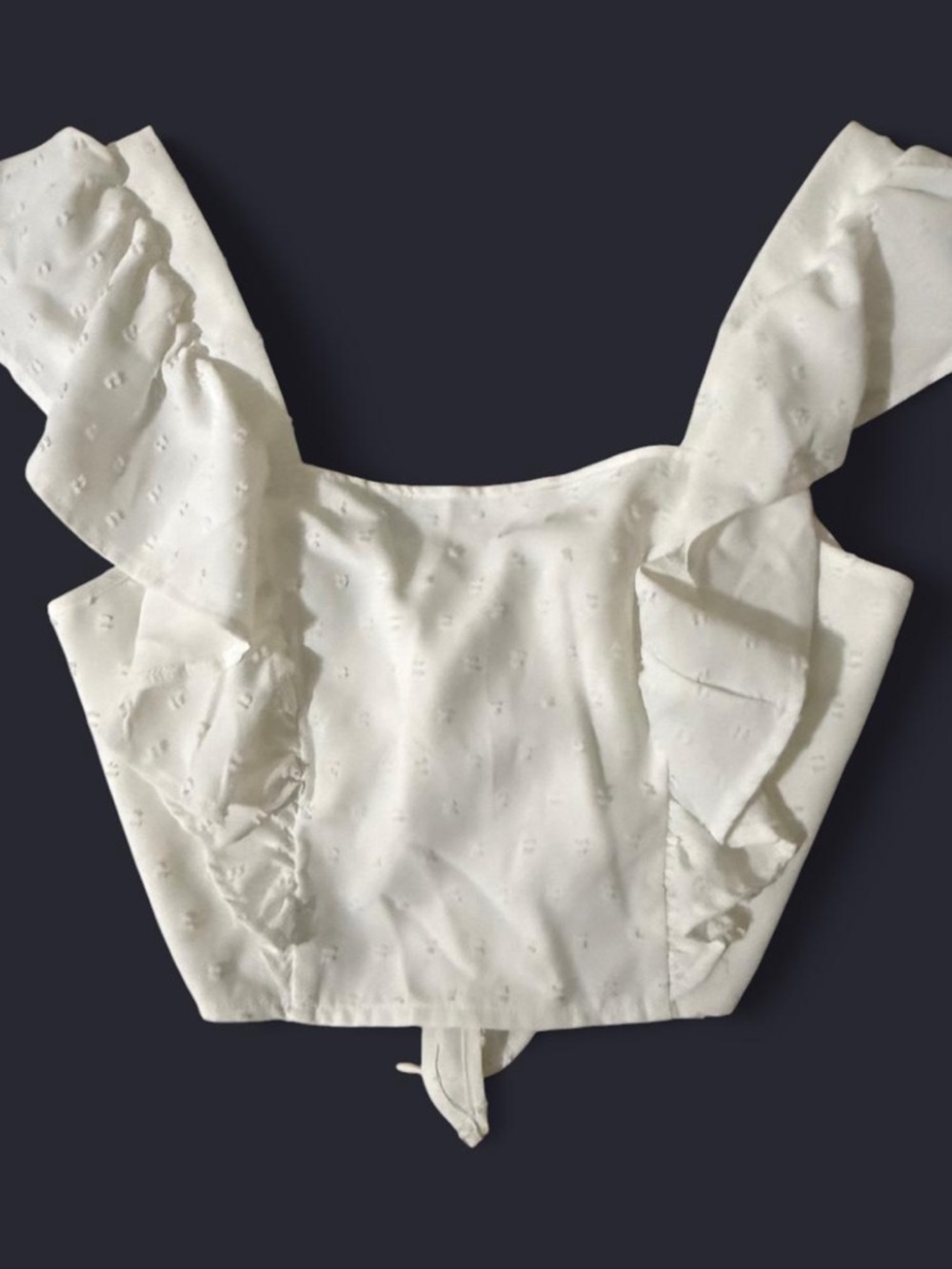 White Ruffle Sleeve Crop Top
